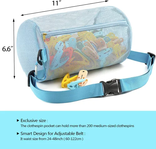 Miniatura 3 de MinYEE Bolsa de red con cremallera para tendedero, paquete de cintura de muchas maneras de usar, tela transpirable, gran apertura, gran capacidad