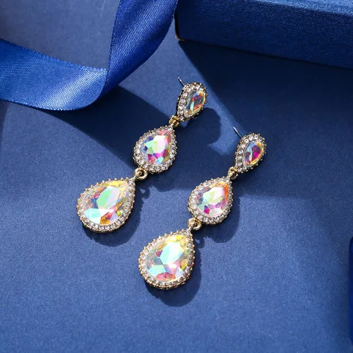 Miniatura 89 de EleQueen Pendientes de cristal austriaco en tono dorado para mujer, forma de pera de 2.5 pulgadas, color esmeralda