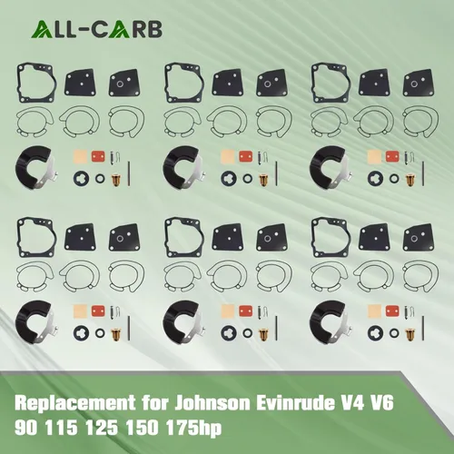 Miniatura 5 de ALL-CARB Kit de reparación de carbohidratos de repuesto para Johnson Evinrude V4 V6 (90-175hp) 18-7247 436852 438996