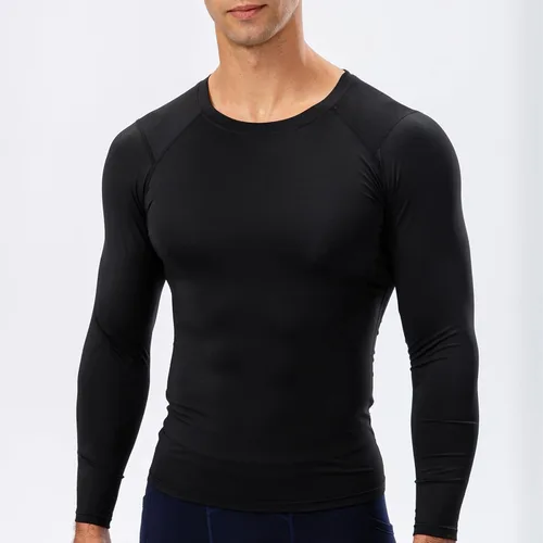 Miniatura 2 de Camiseta de compresión para hombre, de manga larga, atlética, para entrenamiento, camiseta deportiva activa, camiseta interior de ajuste seco