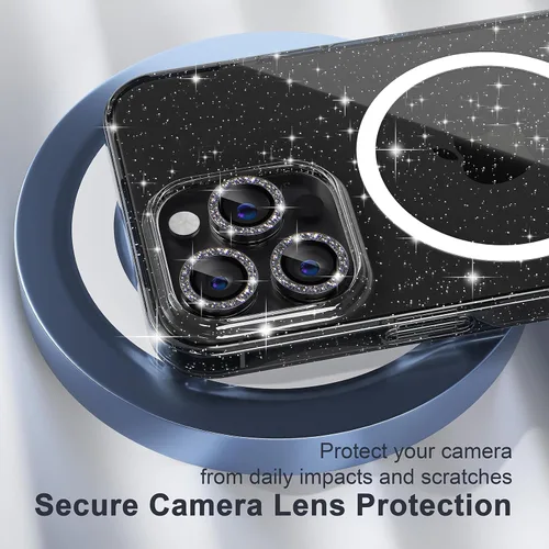Miniatura 3 de Choiche Funda magnética para iPhone 15 Pro Max, funda transparente con purpurina brillante para mujer