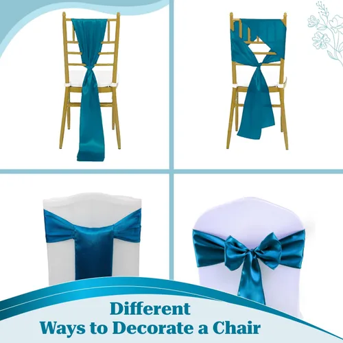 Miniatura 99 de mds - Lote de 10 lazos de satén para sillas de boda y eventos, para decoración de fiestas, 30 colores, Satin, 10 Verde oliva