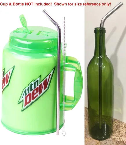 Miniatura 4 de 2 pajitas de acero inoxidable de 14 pulgadas de 100 onzas enormes súper largas para beber compatibles con taza de viaje aislada Whirley tazas