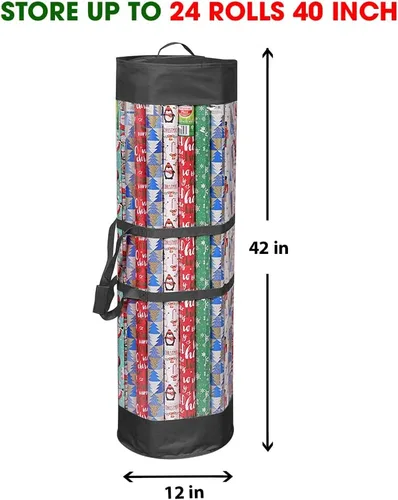 Miniatura 3 de ProPik Bolsa organizadora de papel de regalo para todos tus envoltorios y cintas de regalo, se adapta a rollos largos de 40 pulgadas, con capacidad