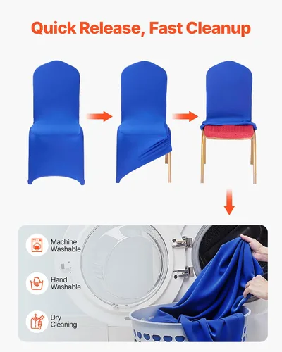 Miniatura 118 de VEVOR 150 fundas blancas para sillas de poliéster y elastano, fundas elásticas para bodas, fiestas, comedor, banquetes, sin pinzas, 150