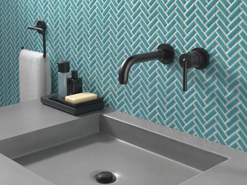 Miniatura 2 de Delta Faucet Trinsic vestiduras de llave para lavabo, de montaje de pared, con mango individual, T3559LF-BLWL Negro mate