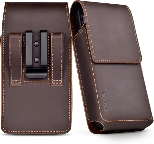 Miniatura 9 de ykooe Funda de cuero genuino para teléfono compatible con iPhone 16/15/14/13/12 Pro Max & Plus, 17 modelos Air, Galaxy S24/S23/S21 FE - Clip