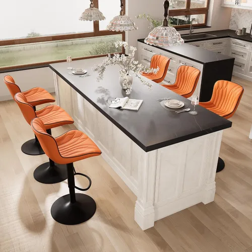Miniatura 24 de YOUNIKE Juego de 2 taburetes de bar marrones modernos giratorios de altura de mostrador con respaldo alto ajustable para cocina, taburetes de bar