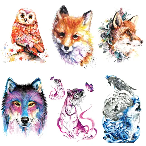 Miniatura 9 de Glarryears - Tatuajes temporales para adultos, paquete de 18 tatuajes falsos grandes, diseños de animales de larga duración: lobo, león, tigre, 3D