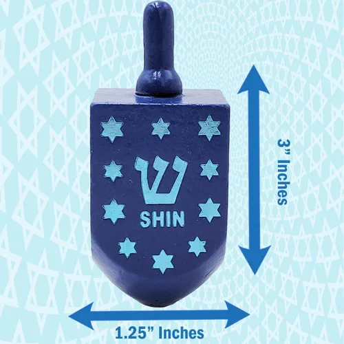 Miniatura 3 de The Dreidel Company Dreidels de madera pintados a mano extra grandes para Hanukkah, diseño de estrella azul y blanca, paquete de 2