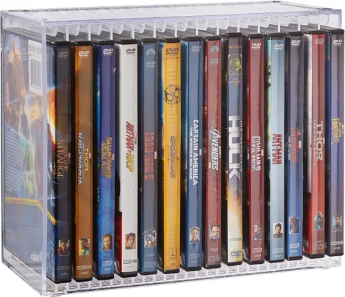 Miniatura 9 de STORi Stackable Clear Plastic DVD Organizer with Rubber Feet Rectangular Holder Perfect for Theater Room Holds up to 14 Standard DVD Cases