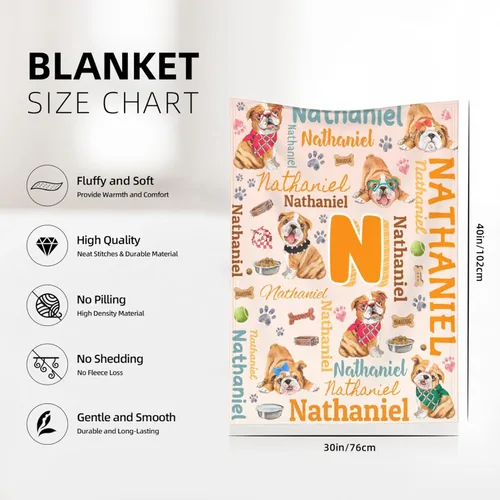 Miniatura 5 de Manta preescolar personalizada de bulldog para bebés, niños y niñas, sábanas de franela personalizadas súper suaves y ligeras, decoración para cuna