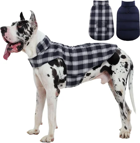 Miniatura 14 de Kuoser - Abrigo de invierno para perro, chaqueta reversible, abrigo cálido de estilo británico, de clima frío, ropa resistente al viento, chaleco