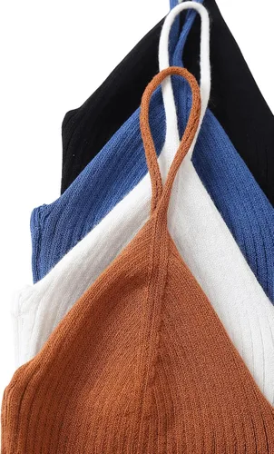 Miniatura 4 de SheIn Camisola básica sin mangas con cuello en V para mujer, 4 piezas