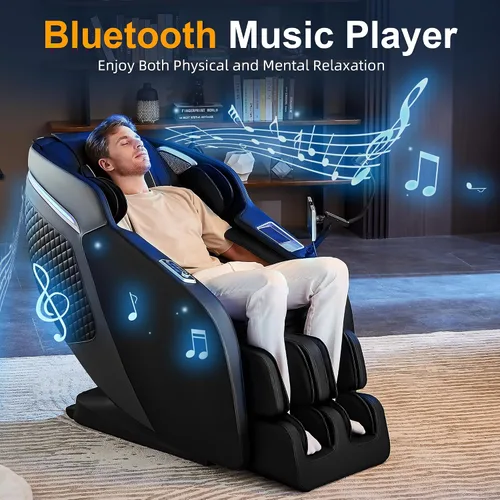 Miniatura 7 de Silla de masaje 4D de cuerpo completo de lujo, reclinable Shiatsu de gravedad cero SL-Track, 18 modos automáticos y 6 técnicas de masaje