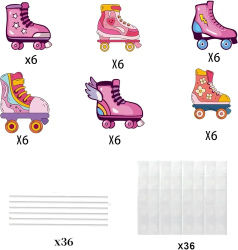 Miniatura 2 de 36 piezas de patines de postre para cupcakes, suministros de fiesta, decoración de fiesta de cumpleaños para niños y niñas, decoración de fiesta