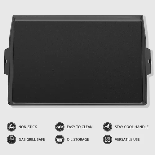 Miniatura 4 de Utheer Plancha de hierro fundido de 23 x 16 pulgadas para parrilla de gas y estufa, plancha universal con revestimiento antiadherente pre-sazonado