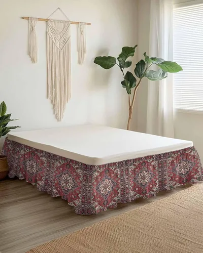 Miniatura 9 de Falda de cama floral colorida tamaño King de 18 pulgadas de caída, ajustable y elástica envolvente, plisada, con volantes de polvo de lujo para cama