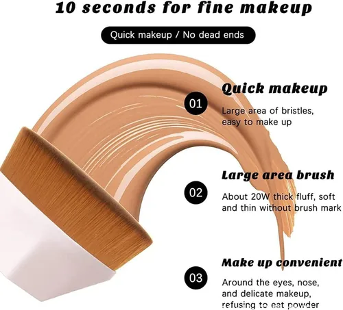 Miniatura 5 de Brochas para Base De Maquillaje, Cepillo De Maquillaje Con Tapa Plana con Estuche de Almacenamiento, Cepillo de Base Kabuki de parte superior plana