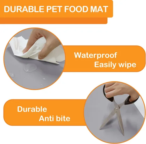 Miniatura 5 de KVK Tapete de Comida para Mascotas Tapete de Alimentación para Mascotas Mantel Individual de Silicona para Cuenco de Comida y Agua de Perros y Gatos