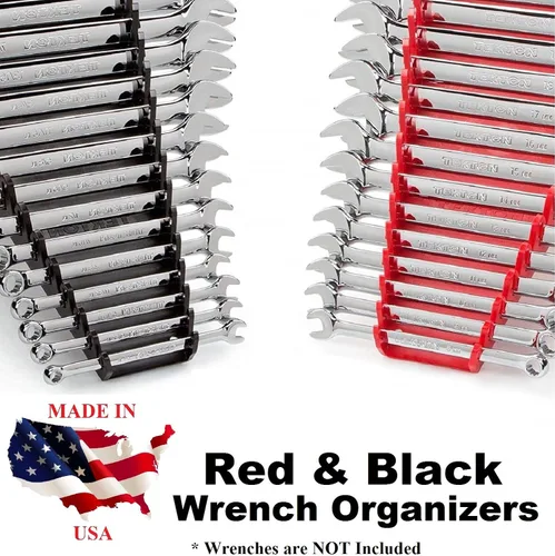 Miniatura 6 de JSP Manufacturing Organizador de llaves estándar para 16 herramientas, color rojo y negro, paquete de 2 unidades Bandeja de almacenamiento