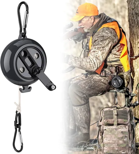TOBWOLF Treestand Retractable Bow Hoist, 33FT Bow & Gear Hoist for Hunting, 4MM Thickened Rope Quick & Easy Treestand Gear Hoist, Bow Hunting Gear