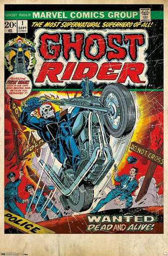 Miniatura 9 de Trends International Marvel Comics Ghost Rider - Póster de pared con portada #1, 22.4 pulgadas de largo x 14.7 pulgadas, versión enmarcada de madera