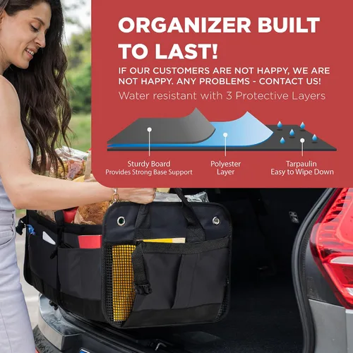 Miniatura 3 de Caja organizadora portátil retráctil de varios compartimentos de primera calidad TrunkCratePro para autos, SUV, camiones, minivans, Negro