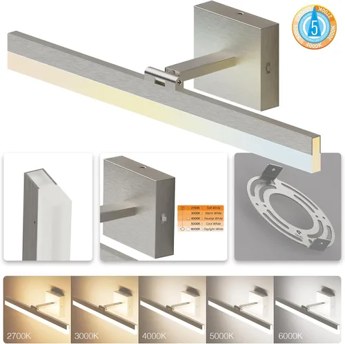 Miniatura 2 de ZAGO Lámpara de tocador de baño de 24 pulgadas sobre el espejo, LED moderna y rotacional montada en la pared, ajustable, cableada, con cable