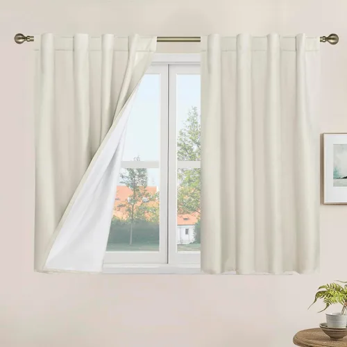 Miniatura 177 de LAMIT Cortinas de lino natural 100 % opacas para ventana, para dormitorio, 45 pulgadas, cortinas térmicas con textura de lino estilo granja
