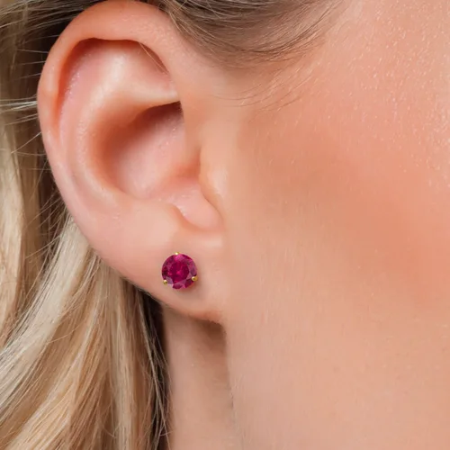 Miniatura 3 de Gem Stone King Aretes de Martini de oro amarillo de 14 quilates Aretes de tuerca de 3 puntas para mujeres y hombres Redondos de 0.236 pulgadas