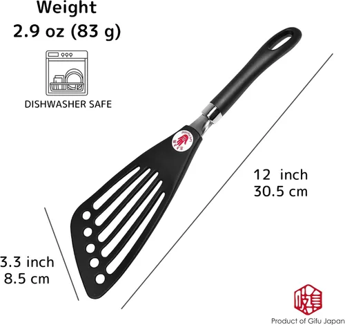 Miniatura 2 de Seki Japón Espátula para Zurdos Volteador de Huevos Espátula para Pescado Utensilios de Cocina - Volteador Ranurado Volteador de Huevos Utensilios