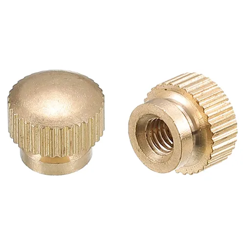 Miniatura 10 de uxcell Tuercas moleteadas para pulgar, 5 tuercas moleteadas de latón M3 x D10mm x H8mm con collar de cabeza alta con agujero ciego moleteado