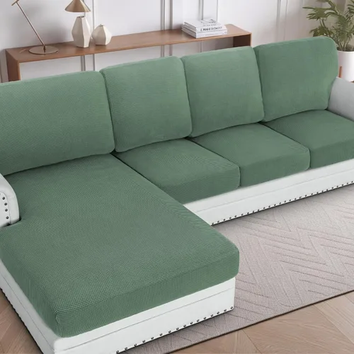 Miniatura 46 de H.VERSAILTEX Fundas para sofá seccional, 4 piezas, fundas de cojín de asiento de sofá en forma de L, fundas de cojín separadas para chaise longue
