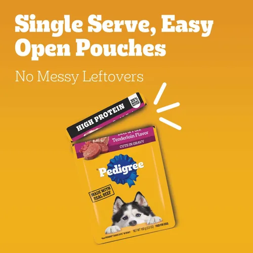 Miniatura 9 de Pedigree Paquete variado de alimentos húmedos suaves para perros adultos con alto contenido de proteínas, bolsas de 3.5 onzas, 30