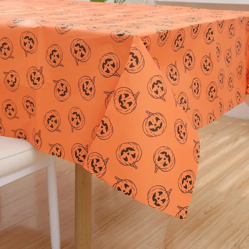 Miniatura 3 de Halloween Tablecloth - 2pcs 86x54in Disposable Paper Table Covers Spill-Proof Table Decorations, Cute Orange Pumpkin Rectangle Tablecloth for