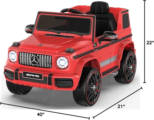 Miniatura 8 de ANPABO Auto de juguete Mercedes-Benz G63 con licencia, para niños, 12 V, con control remoto para padres, aviso de batería baja, faro delantero LED