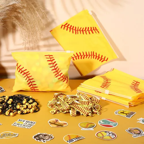 Miniatura 4 de Siifert 390 piezas de regalos de fiesta de sóftbol para mujeres, incluye 30 bolsas de maquillaje, 30 pulseras, 30 lazos para el cabello, 300