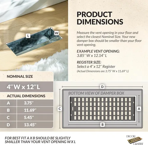 Miniatura 4 de Decor Grates Registro de suelo oriental AJH412-RB, 4 x 12 pulgadas, acabado de bronce frotado bronce (Rubbed Bronze Finish)