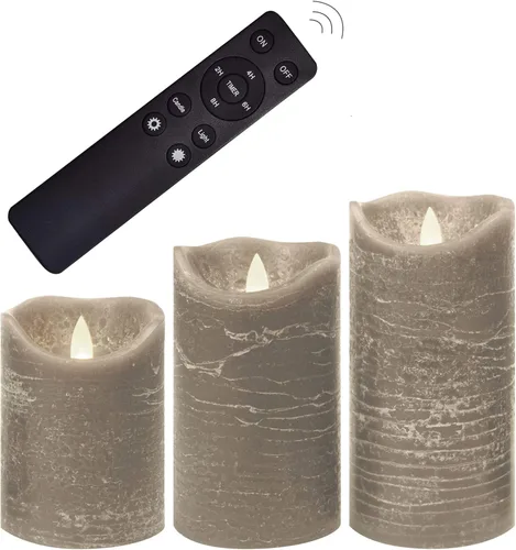 Miniatura 17 de CANDLE CHOICE Velas de Navidad sin llama con temporizador remoto, cera real, parpadeante, pilares LED con grabado deprimido, reno, Papá Noel, Blanco