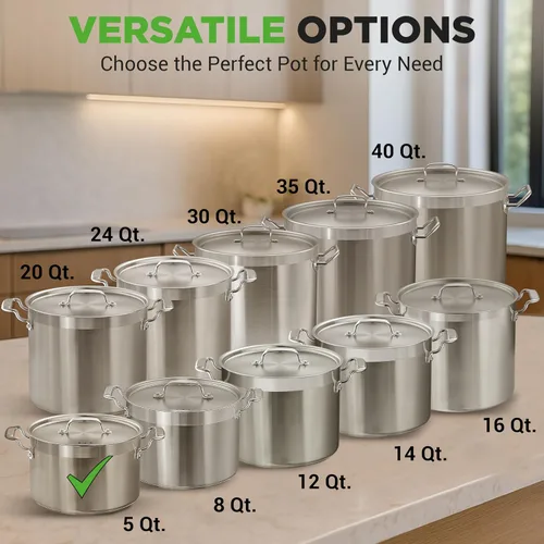 Miniatura 3 de NutriChef - Olla grande de acero inoxidable de 5 cuartos con tapa - 18/8 Grado alimenticio resistente, olla grande de acero inoxidable