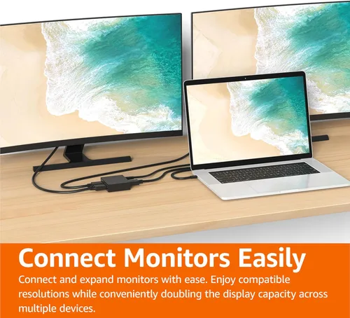 Miniatura 6 de Amazon Basics - Divisor HDMI 1 en 2 salidas, 4K@30Hz para monitores duales, solo duplica la imagen, negro