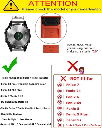 Miniatura 2 de OTOPO Banda elástica para Garmin Fenix 7X 6X 5X, Epix 2 Pro de 2.008 in, correas deportivas de nailon de 1.024 in de fácil ajuste rápido compatibles