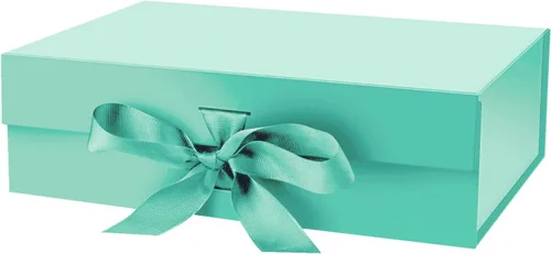 DaiJoob Caja de regalo con tapa para regalos de 10.5 x 7.5 x 3.1 pulgadas con cinta y cierre magnético (paquete de 1) (azul Robin)