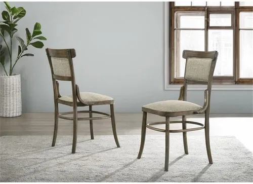 Miniatura 7 de Lilola Home Bistro - Juego de 2 sillas de comedor de tela contemporánea vintage de nogal de 19 pulgadas de ancho con cojín