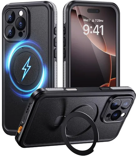 Miniatura 17 de Lanhiem Funda para iPhone 14 con soporte, IP68 impermeable a prueba de polvo con protector de pantalla integrado, cuerpo completo, a prueba