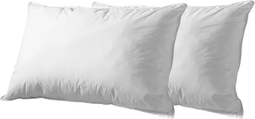 Almohada alternativa superior blanca de Down, paquete de 2, relleno de microfibra hipoalergénica premium, de densidad media para dormir sobre su