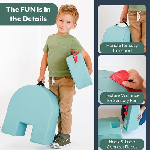 Miniatura 4 de Children's Factory Spike The Dino, Taburete de Espuma Aqua para Niños, Silla de Asiento Suave para Niños Pequeños para Guardería, Preescolar