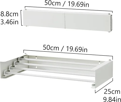 Miniatura 3 de RFOUO Estante de secado de ropa, colgador de ropa sucia, estante de secado montado en la pared para lavandería, estante de secado plegable