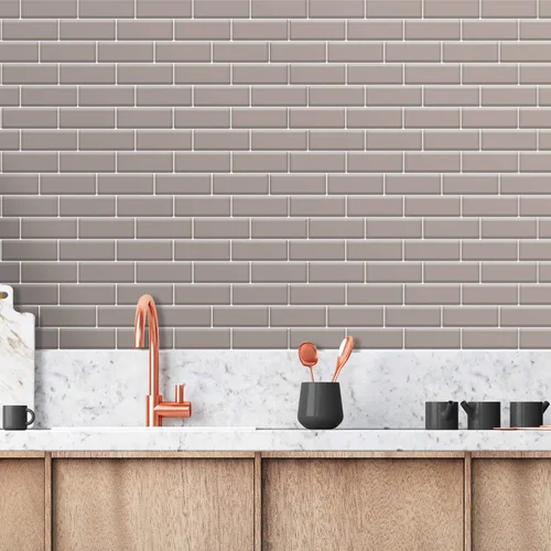 Miniatura 2 de WALPLUS - 12 Hojas de azulejos adhesivos 3D, 12 x 6 pulgadas, despega y pega, para loseta en muro, cocina, baño y metro, adorno resistente al calor